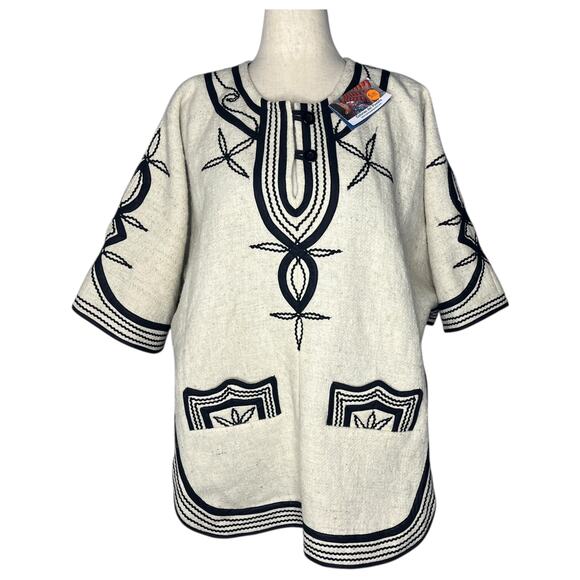 Colores del Pueblo Women's Sweater OS Serape Cloak White Wool Guatemalan Ethnic - Picture 3 of 10